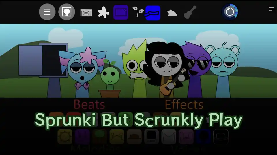 Sprunki But Scrunkly Play Logo