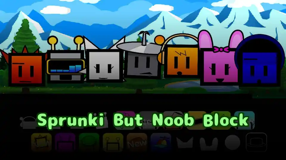 Sprunki But Noob Block Logo